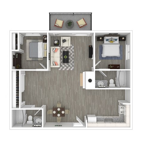 3D - 2 Bedroom layout